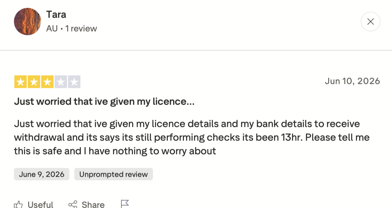 Testemunho de Tara (Trustpilot) Testemunho de Tara no Trustpilot sobre o Winbeatz, 3 estrelas