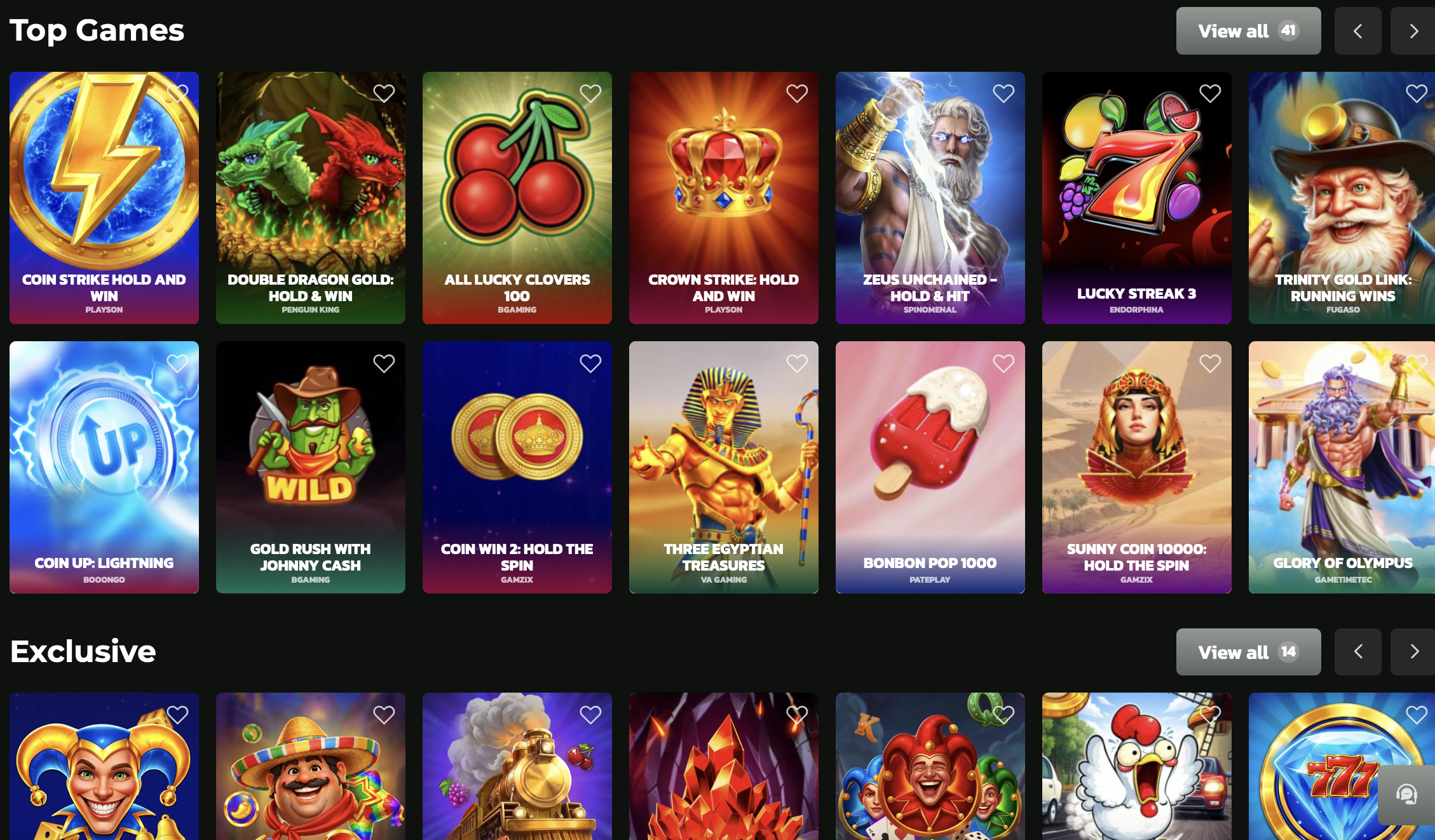 Lobby do Winbeatz casino com menu lateral de categorias de jogos